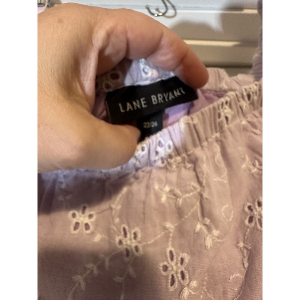 Lane Bryant Short sleeve convertible off shoulder dress 100% cotton 22-24 Purple - Picture 4 of 10